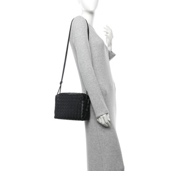 BOTTEGA VENETA Nappa Intrecciato Medium Loop Camera Bag Black
