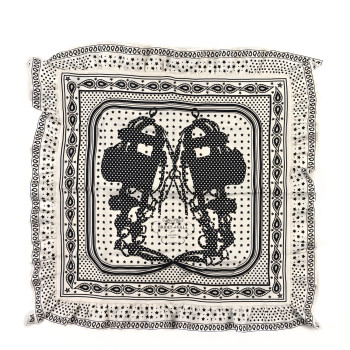 HERMES Silk Brides De Gala Bandana A Pois Scarf 70 White Black