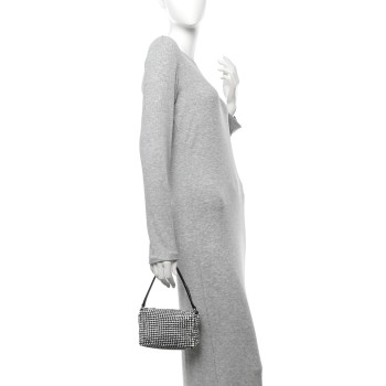 ALEXANDER WANG Mesh Crystal Rhinestone Mini Heiress Pouch Black Silver