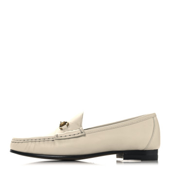 GUCCI Betis Glamour Calfskin Womens 1953 Horsebit Loafers 36 Mystic White