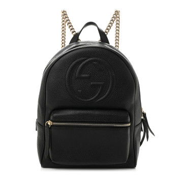 GUCCI Pebbled Calfskin Soho Chain Backpack Black