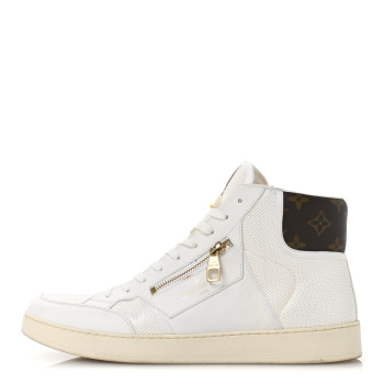 LOUIS VUITTON Monogram Calfskin Rivoli High Top Sneakers 10 White