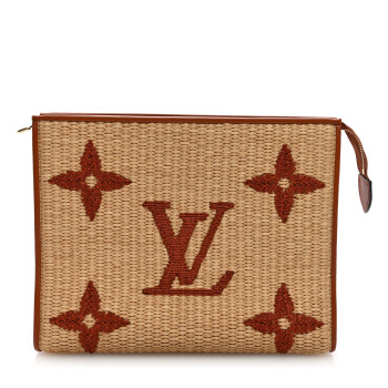 LOUIS VUITTON Raffia Monogram Giant Toiletry Pouch 26 Tan