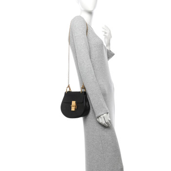 CHLOE Grained Lambskin Mini Drew Shoulder Bag Black