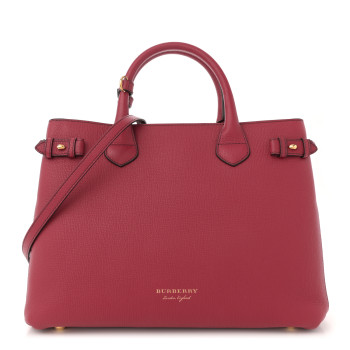 BURBERRY Derby Calfskin House Check Medium Banner Tote Russet Red