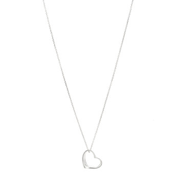 TIFFANY Sterling Silver 14mm Elsa Peretti Open Heart Pendant Necklace