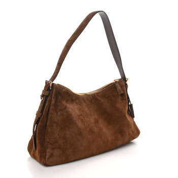 PRADA Scamosciato Suede Medium Aimee Shoulder Bag Cacao