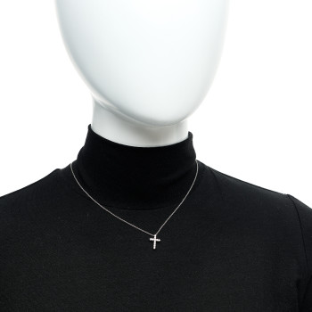 TIFFANY Platinum Diamond Mini Cross Pendant Necklace