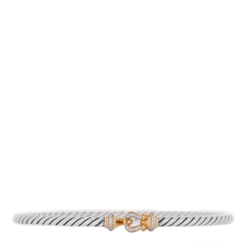 DAVID YURMAN Sterling Silver 18K Yellow Gold Diamond 3mm Cable Buckle Bracelet