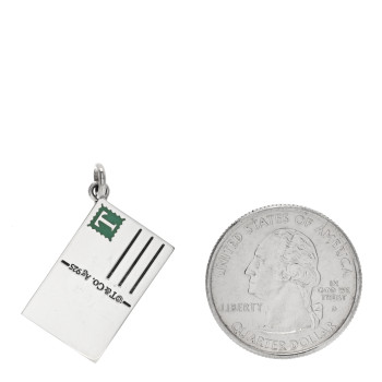 TIFFANY Sterling Silver Enamel Milan Postcard Charm Blue