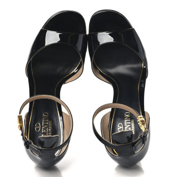 VALENTINO GARAVANI Patent Tan-Go 55/155mm Platform Sandals 39 Black