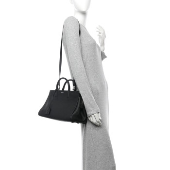 SAINT LAURENT Grained Calfskin Small Cabas Rive Gauche Black