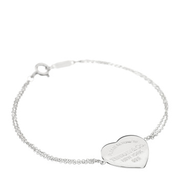 TIFFANY Sterling Silver Diamond Return To Tiffany Heart Tag Chain Bracelet