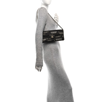 CHANEL Canvas Square Quilted Coco East West Flap Black