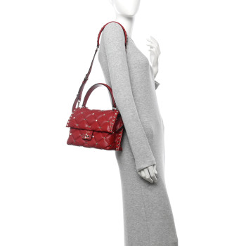 VALENTINO GARAVANI Nappa Medium Candystud Top Handle Bag Rosso Valentino