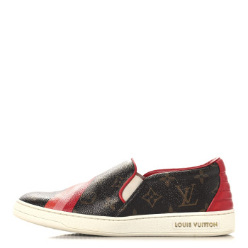 LOUIS VUITTON Monogram Frontrow Slip On Sneakers 36.5 Rouge