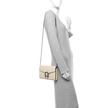GUCCI Dollar Calfskin Mini Dionysus Chain Wallet Mystic White