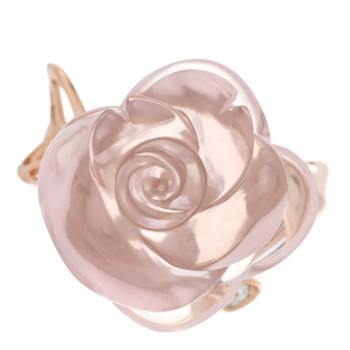 CHRISTIAN DIOR 18K Pink Gold Diamond Rose Quartz Dior Pre Catelan Ring 50 5.25