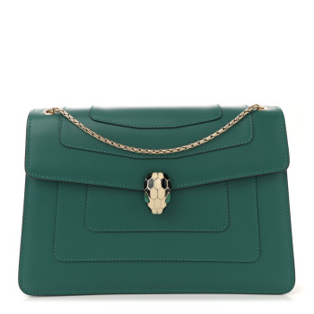 BULGARI Calfskin Serpenti Forever Snake Strap Crossbody Bag Emerald Green
