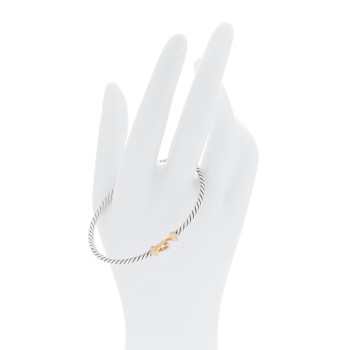 DAVID YURMAN Sterling Silver 18K Yellow Gold Diamond 3mm Cable Buckle Bracelet