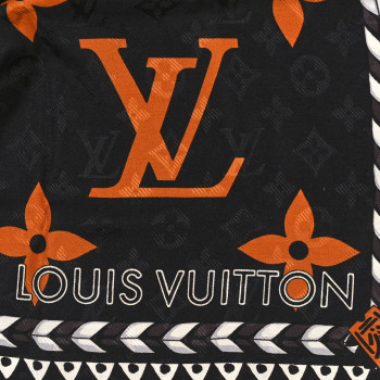 LOUIS VUITTON Silk Cashmere Monogram Crafty Shawl Black