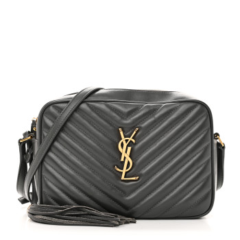 SAINT LAURENT Calfskin Matelasse Monogram Lou Camera Bag Storm