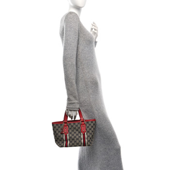 GUCCI Monogram Small Jolicoeur Tote Navy Red