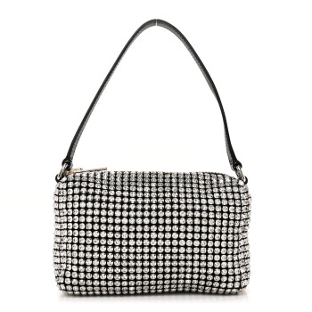 ALEXANDER WANG Mesh Crystal Rhinestone Mini Heiress Pouch Black Silver