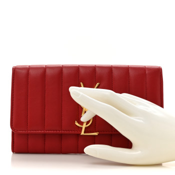 SAINT LAURENT Lambskin Matelasse Monogram Large Vicky Continental Wallet Rouge Eros