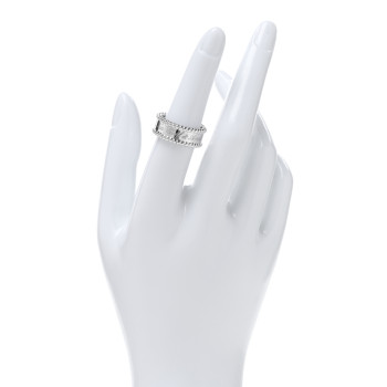 VAN CLEEF & ARPELS 18K White Gold Perlee Signature Ring 53 6.5