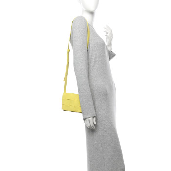 BOTTEGA VENETA Lambskin Maxi Intrecciato Small Cassette Crossbody Bag Lemonade