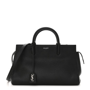 SAINT LAURENT Grained Calfskin Small Cabas Rive Gauche Black