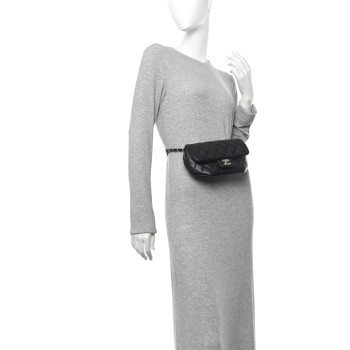 CHANEL Calfskin Quilted CC Uniform Flap Belt Bag Black