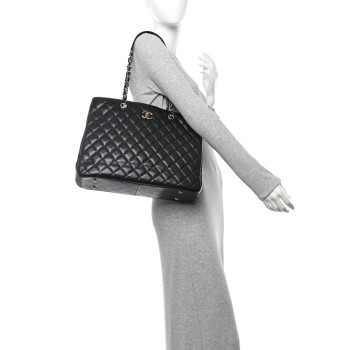 CHANEL Caviar Quilted Large Shopping Tote Black