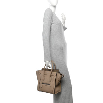 CELINE Drummed Calfskin Micro Luggage Dune