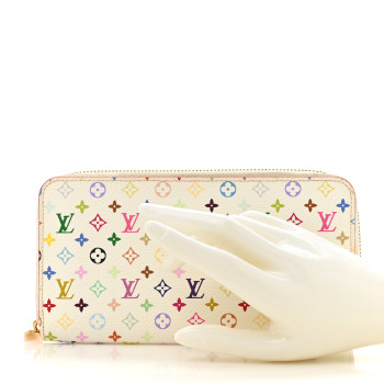 LOUIS VUITTON Monogram Multicolor Zippy Wallet White Litchi