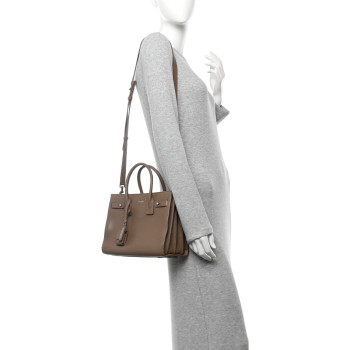 SAINT LAURENT Grained Calfskin Baby Sac De Jour Souple Dark Beige