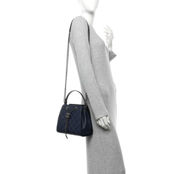 CHANEL Caviar Quilted Small CC Bucket Bag Navy