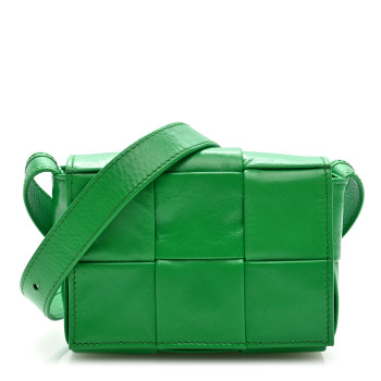 BOTTEGA VENETA Paper Calfskin Maxi Intreccio Extra Mini Cassette Crossbody Bag Parakeet