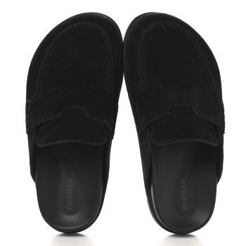 HERMES Suede Calfskin Go Mules 36 Black