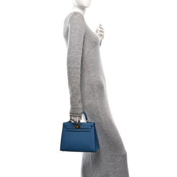 HERMES Epsom Kelly Sellier 25 Bleu Azur