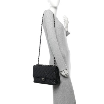CHANEL Caviar Quilted Jumbo Double Flap Black