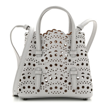 ALAIA Calfskin Vienne Wave Mina 16 Bag Gris Perle