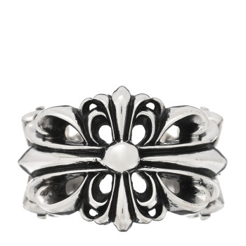 CHROME HEARTS Sterling Silver Double Floral Cross Ring 55 7.25