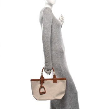 HERMES Military Toile Canvas Swift Steeple 25 Bag Gold