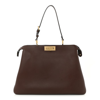 FENDI Vitello Large Soft Peekaboo Brown