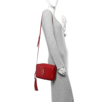 SAINT LAURENT Calfskin Matelasse Monogram Lou Camera Bag Rouge Eros