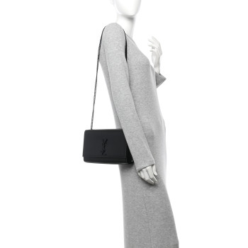 SAINT LAURENT Grain De Poudre Medium Classic Monogram Monochrome Kate Satchel Black