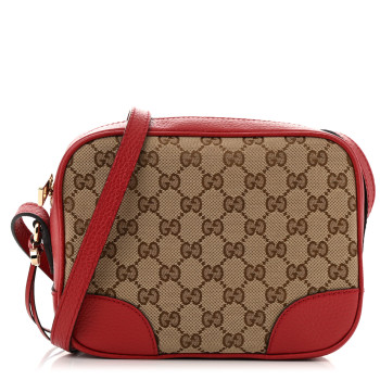GUCCI Monogram Mini Bree Messenger Bag Red