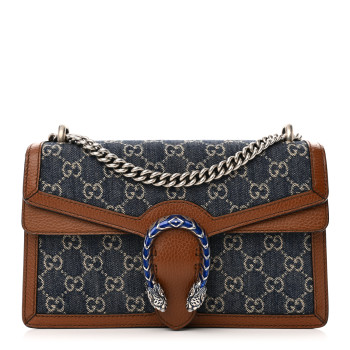 GUCCI New Denim GG Monogram Dollar Calfskin Enamel Small Dionysus Shoulder Bag Blue Tea Cuir Epilog Electric Blue